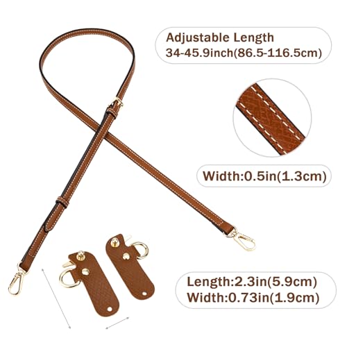 Image of Mini Bag Strap Kit, Adjustable Cowhide Leather Shoulder Straps for Women's Mini Bags, Punch-Free Adjustable Bag Straps for Handbags and Tote Bags (Brown)