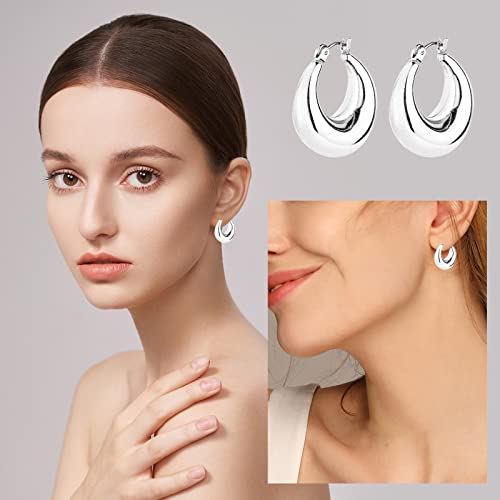 Image of Wgoud 6 Pairs Chunky Gold Hoop Earrings for Women, 14K Gold Plated Hoop Earrings Hypoallergenic, Thick Lightweight Twisted Huggie Hoops Earring Set for Women's Jewelry GIfts