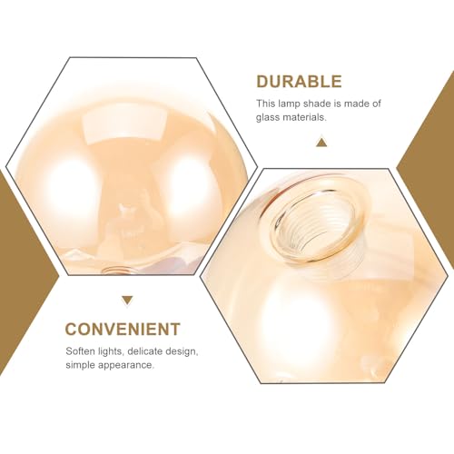 Image of Hemobllo Amber Glass Globe Lamp Shade Replacement 4.72 in Round Ball Lampshade Light Cover for Ceiling Lamp Pendant Fixture Chandelier Glass Shade Accessory