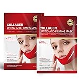 Redcool V Line Lifting Collagen Mask for Double Chin & Jawline Care, Chin Strap Neck Firming Mask with Hyaluronic Acid, Aloe Vera & Cica, Hydrating Face Sculpting Mask for Chin and Neck, 5 Pcs Unisex