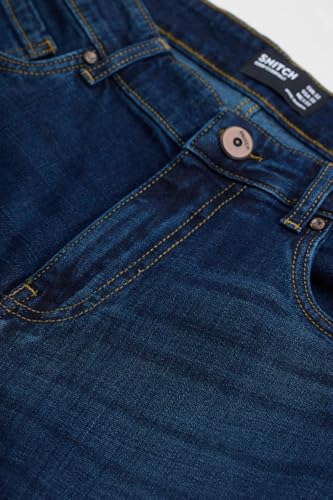 Image of SNITCH Navy Cotton Lycra Solid Bootcut Jeans
