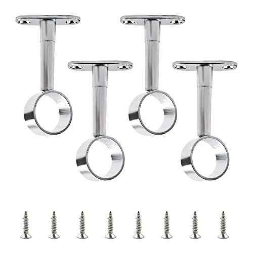 INCREWAY lot de 4 Tuyau de garde-robe réglable en acier inoxydable, diamètre 25 mm, support de levier de placard, support de tige, support de douille