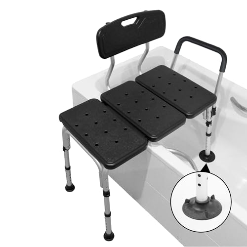 PEPE Mobility - Badewannensitz Senioren Gepolsterten Armlehnen, Duschsitz, Duschbank, Badewannenbrett, Badebrett, Wannensitz, Schwarz