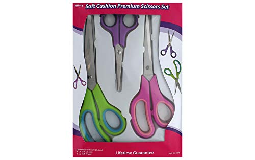 Allary Soft Cushion Premium Scissor Set 5.5", 8.25" & 9.25"-Assorted Colors