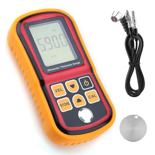Agatige 2-in-1 Digital Ultrasonic Thickness Gauge Tester Meter, GM100 1.2-300mm Steel Width Testing Monitor, Sound Velocity Meter with Large LCD Display, Probe for Metal and Nonmetal Materials