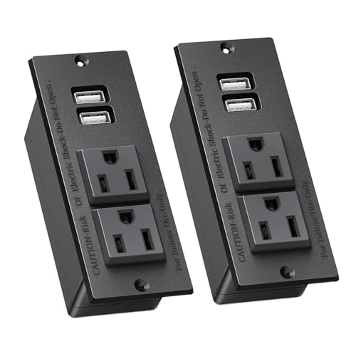 Toma de corriente empotrada para escritorio, 2 unidades, con 2 enchufes y 2 puertos USB, cable de extensión de 10 pies, certificado ETL miniatura 1