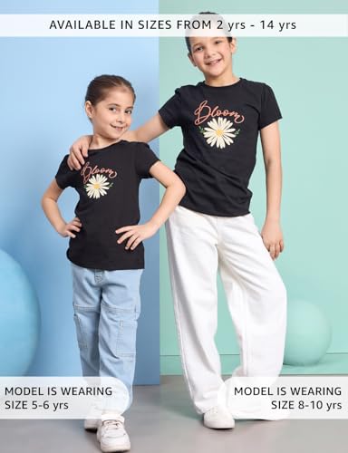 Image of Amazon Brand - Symbol Girls 100% Cotton Graphic Printed Half Sleeves Regular fit T-Shirt