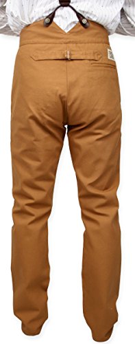 Historical Emporium Men's High Waist Classic Canvas Trousers, Victorian Western Pants with Suspender Buttons4