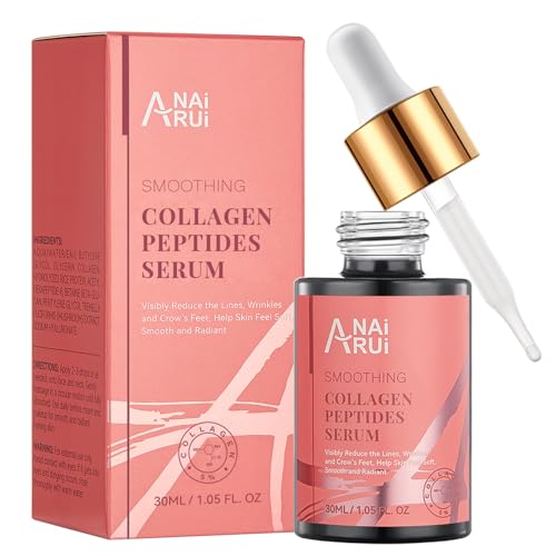 ANAiRUi Siero Collagene Peptide per il Viso con acido ialuronico | Contro linee sottili e rughe, Siero anti-invecchiamento per viso e collo, 30 ml
