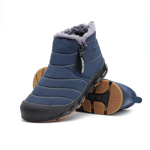 Image of Jakcuz Men Snow Boots Water Resistant Non-slip Winter Shoes with Fuzz Lined Warm High Top Boots for Men