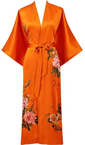 Women's Classic 100% Silk Kimono Robe, Bathrobe—Printed Pattern