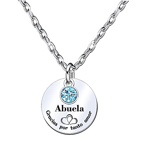 JRZDFXS Regalo para la Abuela. Colgante/Collar de Acero Inoxidable Brillante Antialérgico, con Mensaje Grabado y Cadena de 60 cm, cumpleaños aniversario de Navidad
