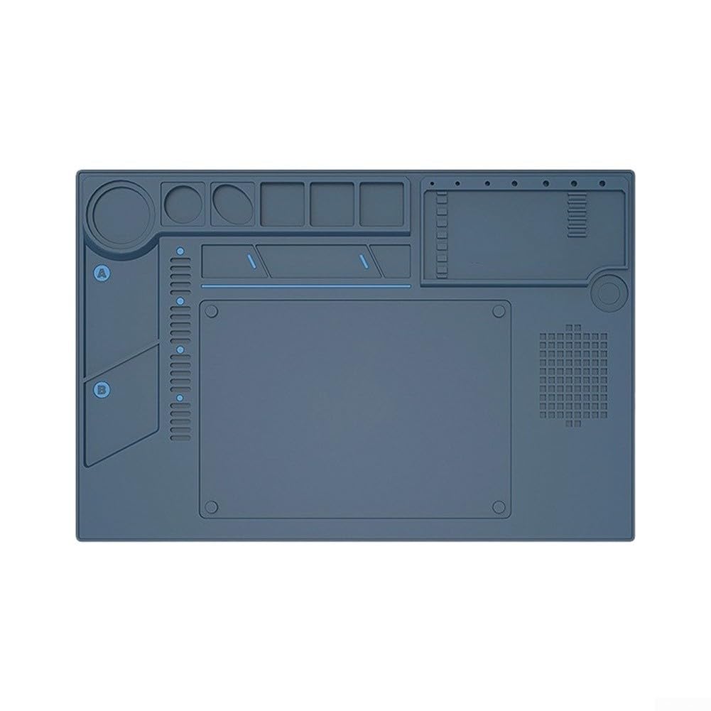 Tappetino per saldatura in silicone resistente al calore per BA-695, antiscivolo | Silicone ad alta temperatura, antiscivolo su entrambi i lati, antigraffio, scomparti chiari, 450 x 300 mm o 250 x 175 mm