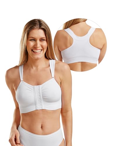 CAREFIX Bella Front Closure Comfort/Sleep Bra #3212, White 2XL