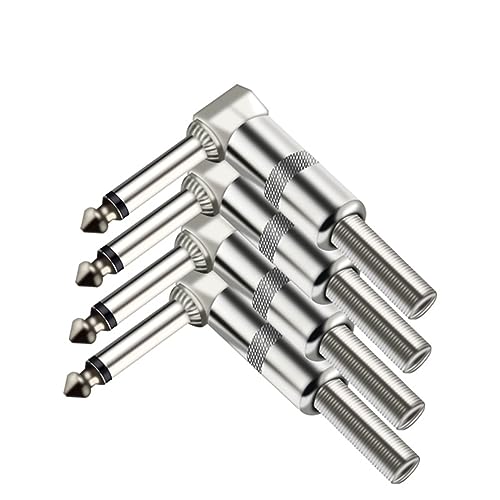 Connecteur mono mâle 6.35mm jack en angle droit avec ressort pour pédale de guitare x10