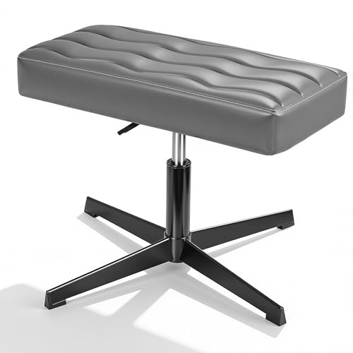 Image of VECELO Under Desk Footrest, PU Ergonomic Foot Rest with Comfort Padding, Height Adjustable for Relieving Leg Pain, Stiffness, and etc, Gray