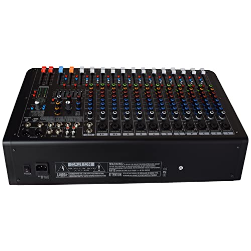 Image of kh Professional 12 Channel Audio Mixer, 11 Mono & 1 Stereo Channel, Mixing Console and Two Aux Paths w /USB Audio Interface, BT Function, 16 DSP Effects, 7-Band EQ, For Studio, Stage (12 Channel)