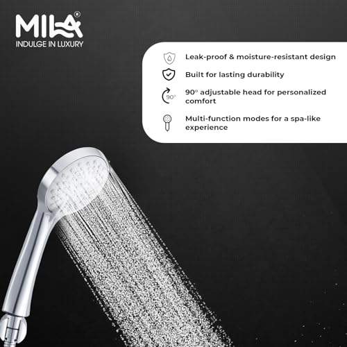 Image of Mila Glide 2-Function Hand Shower | Massage, Massage + Spray /Rain Modes | Chrome Finish |Modern Design | Includes Hose (1.5m), Bracket & Installation Kit (Φ95mm)