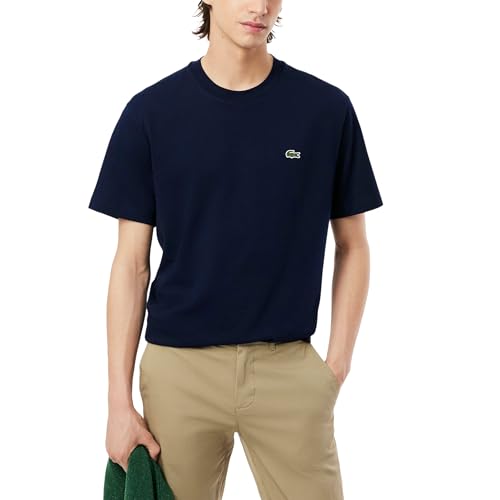 Image of Lacoste Men's Cotton Logo Tee, Navy Blue, XL