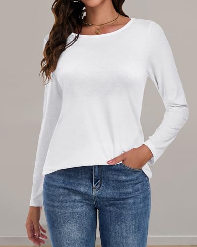 Long Sleeve Shirts for Women Basic Crew Neck Fall Tops Casual Fit T Shirts3