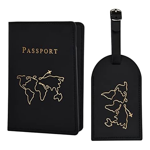 Chstarina Passport Holder Cover Pu Leather Passport Cover Black Passport Organiser Document Holder Travel Wallet Case for Credit Card, Money, Business Cards, Passport, Boarding Passes for Women Men Cover