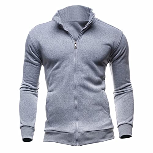 Sudaderas de forro polar con cremallera para hombre, ligera y transpirable, para el trabajo, deportes casuales, M-3XL, gris, M Cover