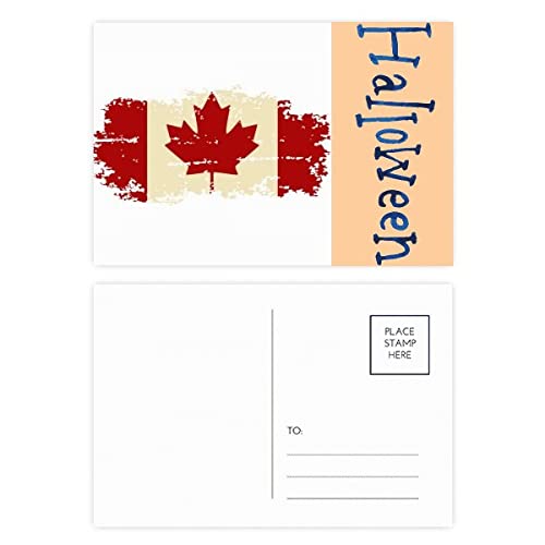 Cartes postales d'Halloween lot de 20 avec drapeau canadien et érable
