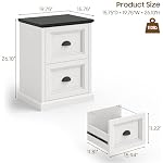 Halitaa Vertical File Cabinet, Filing Cabinet with 2 File Drawers, Farmhouse Small File Cabinet Fits Letter/A4 Size, Wooden Printer Stand, Under Desk Cabinets for Home Office, White and Black - Image 3