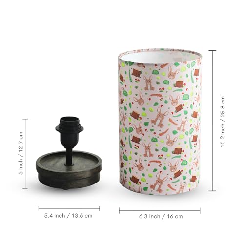 Image of ExclusiveLane 'Rabbit & Grove' Mango Wooden Table Lamp for Bedroom Living Room Home Decoration & Bedside Lamp Bed Lamps for Side Table Side Lamp for Bed Room (33.8 Cm, Without Bulb, Handcrafted)