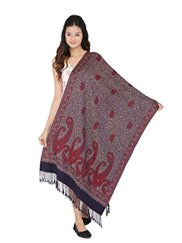 Image of KRITI Paisley Design Woollen Beige Color Shawl For Women