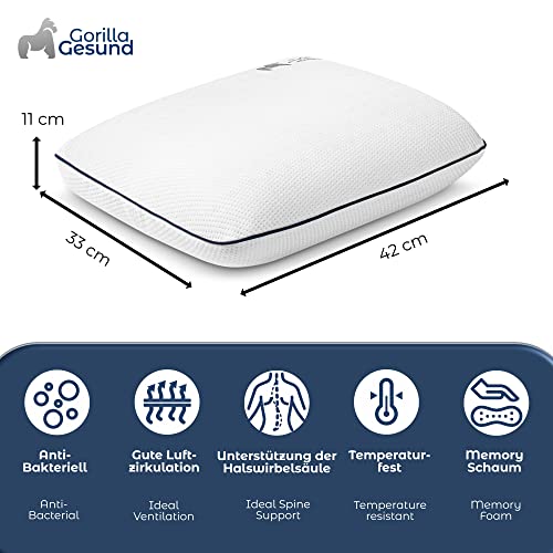 Gorilla Gesund Orthopädisches Schlafkissen, Memory Foam Kopfkissen, Nackenstützkissen, Seitenschläferkissen, Ergonomisches Nacken Kissen, Antischnarchkissen (42x33x11cm) - Image 3