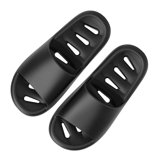 Chanclas de baño para hombre, diseño calado, pantuflas para mujer, puntera abierta, pantuflas de verano, playa/piscina, ligeras, transpirables, antideslizantes, suela de secado rápido, Negro , 43