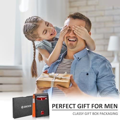 Image of Mens Slim Wallet Money Clip: Bifold Vegan Leather Wallets RFID Blocking Front Pocket Wallets Credit Card Holder with ID Windown Gifts for Men