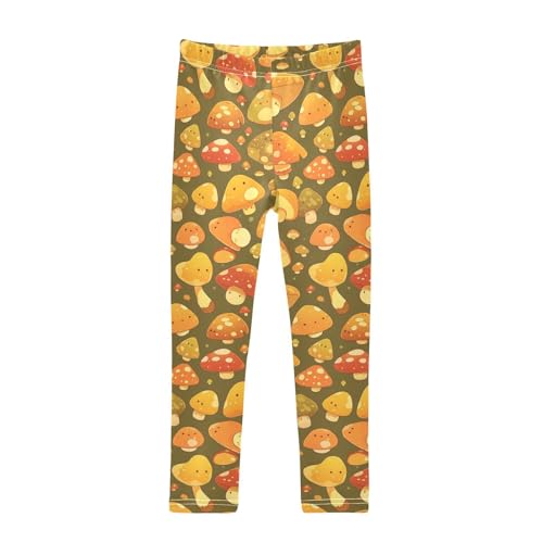 KLL Safari Mushroom Pattern Design Girls Active Leggings Casual Full Length Leg Yoga Pants Sports