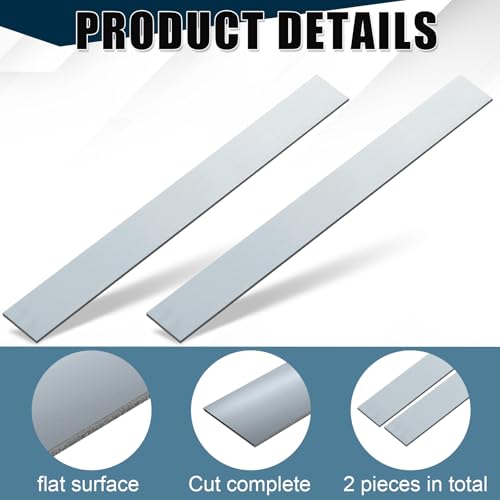 Image of Yaocom 2 Pcs 304 Stainless Steel Flat Bar, 3 /16 inch Thickness, 1 inch Width, 24 inch Length 2B Finishing Trim Strips Sheet for DIY Craft Making