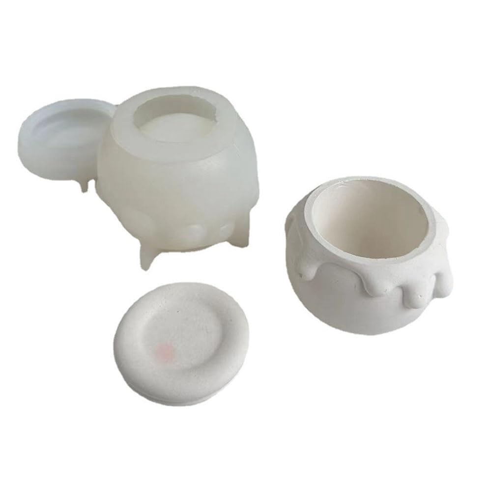 CTRLZS DIY Honey Jar Silicone Mold Plaster Candle Box with Lid Craft Mold Handmade Jewelry Storage Container Resin Cement Mould