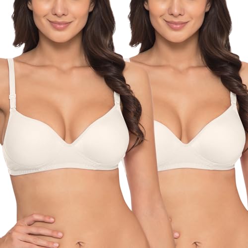 Image of Komli - Heavily Padded Push-Up Bra - Cotton Rich - Balconette - 3 /4th Coverage, Seamless, Wireless, Multiway Straps - T-Shirt Bra (Pack of 2)