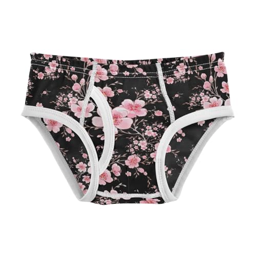 Boys' Exclusive Briefs Toddler Underwear 95% Combed Cotton Boxerbriefs 2T Pink Flower on Black Pattern 30
