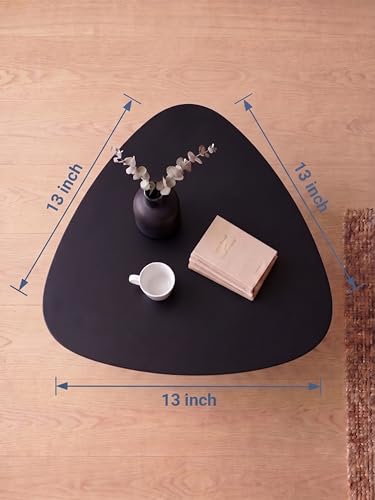 Image of Modern Triangle Side Table with 3 Wooden Legs, Minimalist End Table /Coffee Table for Living Room, Bedside Nightstand for Bedroom, Balcony & Small Spaces