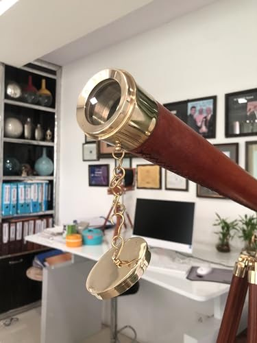 Telescope Nautical Brass 64" con trípode de madera miniatura 5