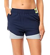 KirGiabo Womens Workout Shorts 2 in 1 Athletic Running Yoga Training Sports Shorts with Pockets