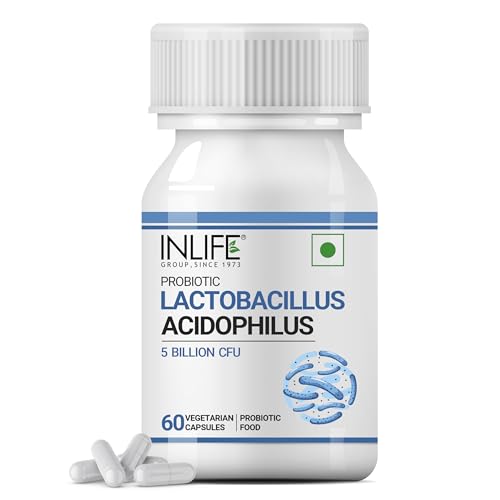 INLIFE Probiotic Lactobacillus Acidophilus 5 billion CFU | For Both Men and Women – 60 Veg Capsules (Pack of 1, 60)