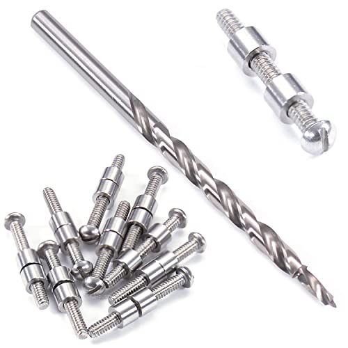 Loveless Fasteners (10 Pack) with Step Drill for DIY Handles &amp; Knife Handle Repair - USA Size (0.250 x 6-32US x 1.15 Inch) - (Stainless Steel/Stainless Steel)