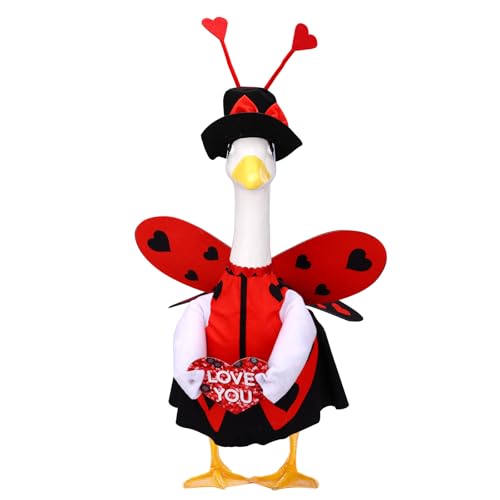 Sinbana 23in/58.42cm Valentines Day Goose Outfit Include Love Collar Hat and Clothes Cute Love Ladybug Front Porch Geese Costumes for Outdoor Patio Yard Lawn Valentines Day Decoration