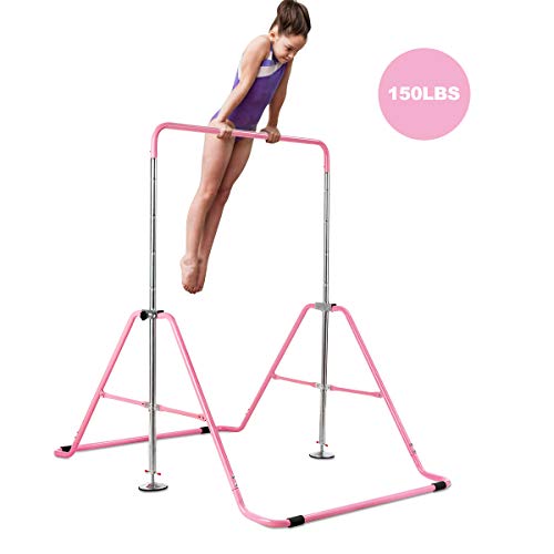 Costzon Expandable Gymnastics Training Bar, Folding Gymnastics Bar with Triangular Structure, 3 to