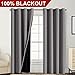 Flamingo P 100% Blackout Curtains for Bedroom 84 Inches Long Thermal Insulated Lined Curtains for Living Room Double Layer Full Light Blocking Energy Saving Grommet Drapes Draperies, 2 Panels, Grey