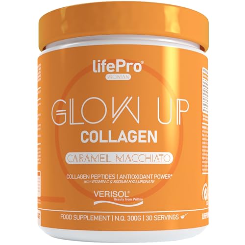 Life Pro Collagen Glow Up 300g | Formulado con Péptidos de colágeno | Favorece el Crecimiento de las Uñas y el Cabello | Mejora el Estado de la Piel (CARAMEL MACHIATO)