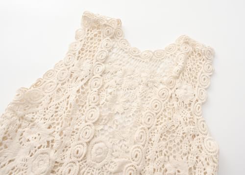 Girls Crochet Vest Cardigan with Fringe V-Neck Sleeveless Boho Vest Hollow Out Cardigan3
