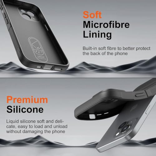 Image of ShieldTech AirGuard Series Back Cover Case for Apple iPhone 14 Plus | Microfiber Lining | Airbag Cushion Drop Protection | Shockproof Silicone Cover Case | Anti Slip Grip - Black for iPhone 14 Plus
