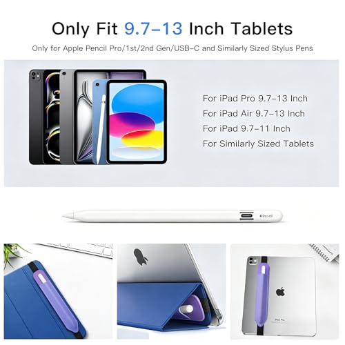 Image of MoKo Pencil Case Holder Fit The Apple Pencil (Pro and USB-C and 1st and 2nd Gen), Detachable Elastic Pocket for Stylus Pen with Elastic Band Attached to iPad Case, Purple
